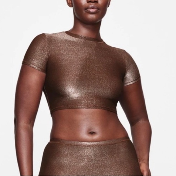 SKIMS SHIMMER CROPPED T-SHIRT - Picture 2 of 6